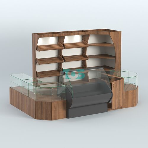 Угловой павильон с широкими прилавками для торговли хлебом и выпечкой №1