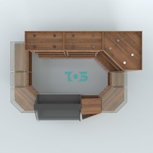 Угловой павильон с широкими прилавками для торговли хлебом и выпечкой №1