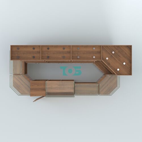 Угловой павильон со стеклянными прилавками для продажи хлеба и выпечки №3