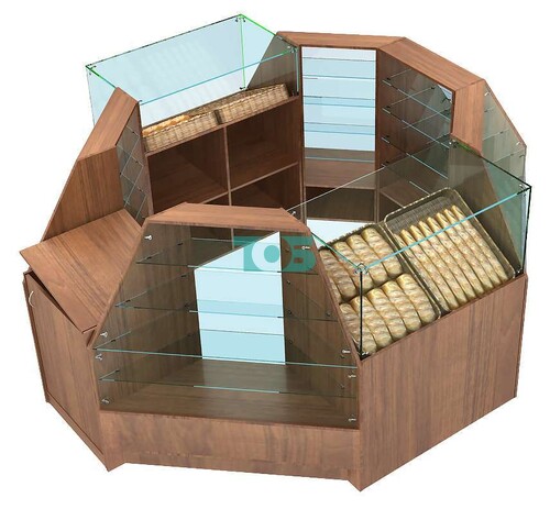 Островной павильон с высокими прилавками для продажи хлеба и выпечки №2