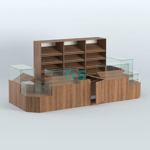 Пристенный павильон с прилавками и стеллажами для торговли хлебом и выпечкой №5