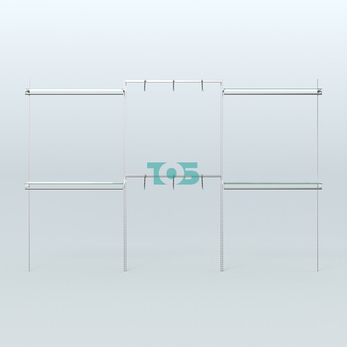 Neo Fix №1(C) с стеклянными полками и пристенными поручнями (3600 мм)