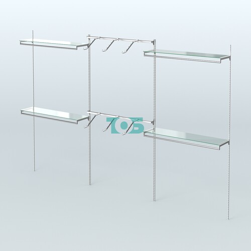 Neo Fix №1(C) с стеклянными полками и пристенными поручнями (3600 мм)