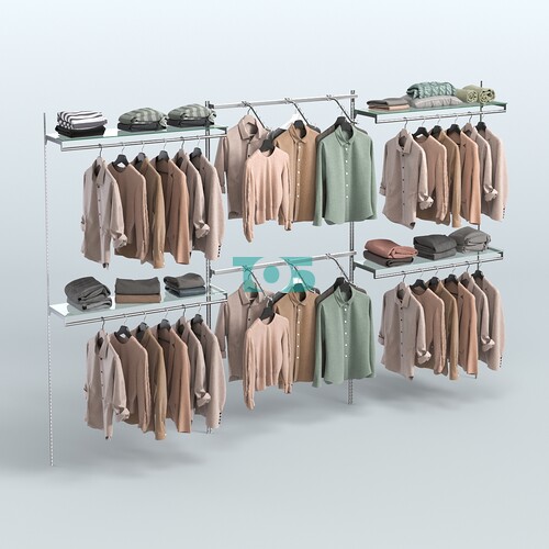 Neo Fix №1(C) с стеклянными полками и пристенными поручнями (3600 мм)