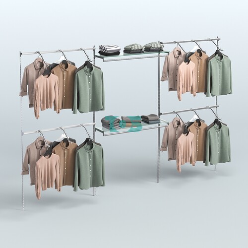 Neo Fix №2(С) с полками из стекла и пристенными поручнями (3600 мм)