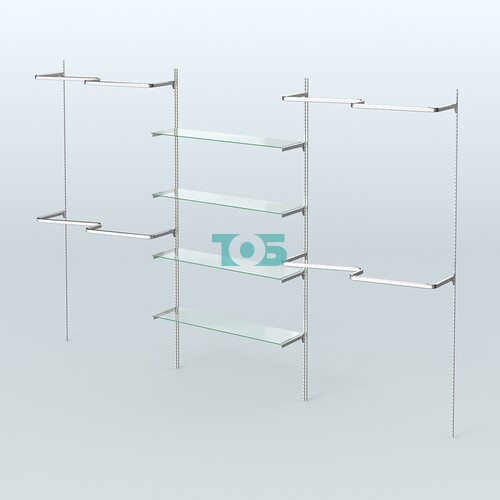 Neo Fix №6(М) с М-образными поручнями и полками из стекла (3600 мм)