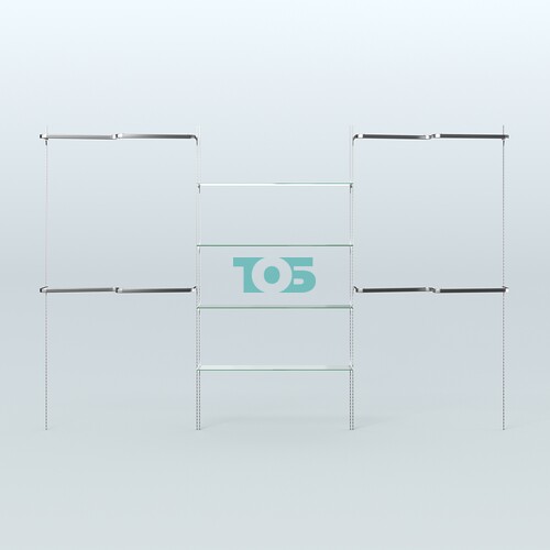 Neo Fix №6(М) с М-образными поручнями и полками из стекла (3600 мм)