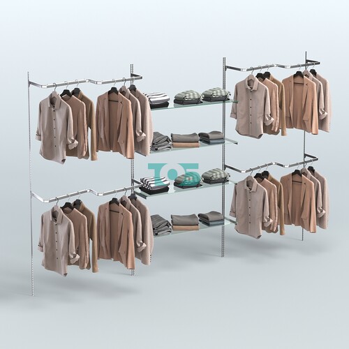 Neo Fix №6(М) с М-образными поручнями и полками из стекла (3600 мм)