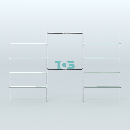 Neo Fix №8(М) с М-образными поручнями из хрома и прозрачными полками (3600 мм)