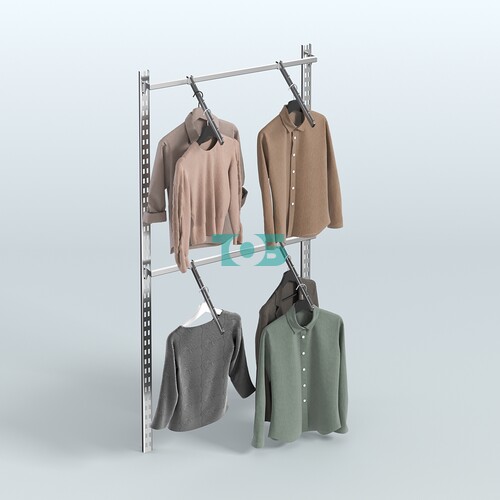 Настенная система для торговли одеждой METAL с пристенными поручнями без задней стенки шириной 1000 мм №2