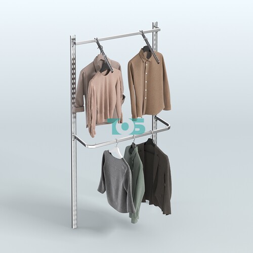Настенная система для торговли одеждой METAL с комби- нированными поручнями без задней стенки шириной 1000 мм №3