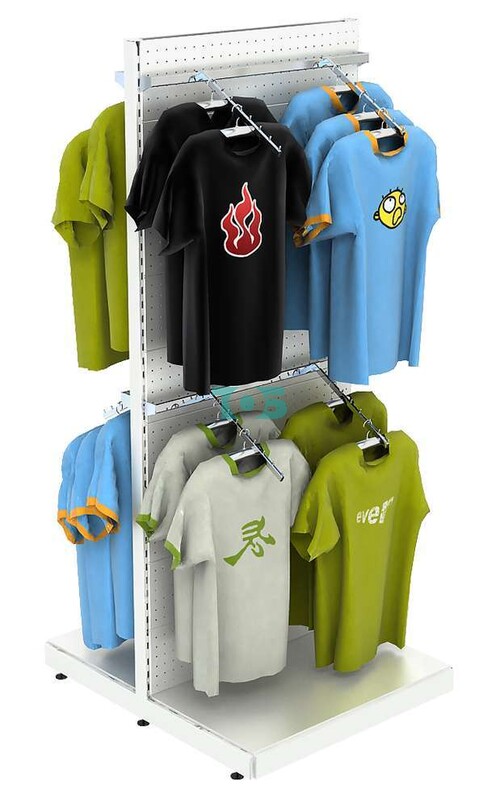 Высокая островная система METAL-2400 для одежды с задней стенкой и пристенными поручнями №2