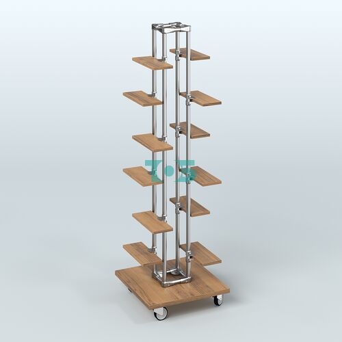 Торговый стенд для обуви с полками ДСП ЛЕСЕНКА №1-1