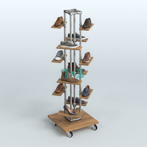 Торговый стенд для обуви с двенадцатью полками ЛЕСЕНКА №2-1