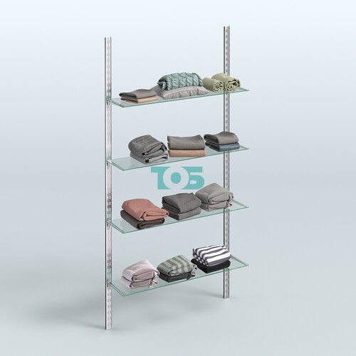 Система ГЛОБАЛ с четырьмя прямыми полками из прозрачного стекла №15 (1200 мм)