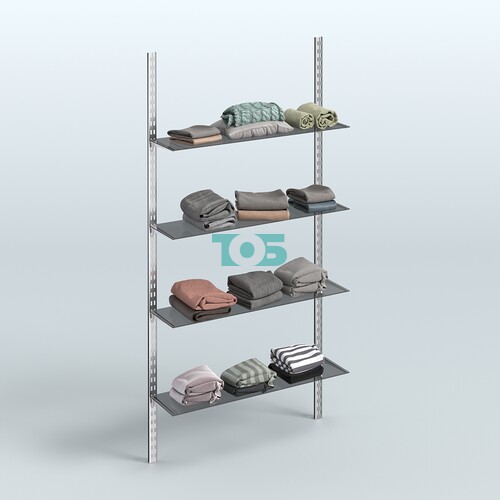 Система ГЛОБАЛ с четырьмя прямоугольными тонированными полками из ДСП №16 (1200 мм)