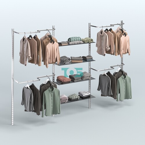 Система ГЛОБАЛ с Р-образными поручнями и полками из тонированного стекла №7-1 (3600 мм)