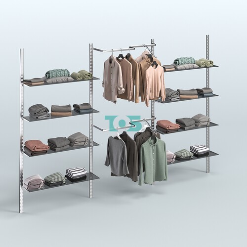 Система ГЛОБАЛ с двумя хромирован-ными поручнями и восемью тонированными полками №13-1 (3600 мм)