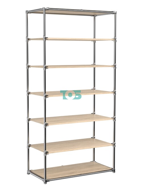 Пристенный торговый стеллаж ЛАЙТ с глубокими полками ДСП №4