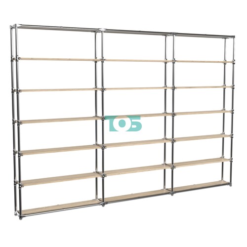 Пристенный торговый трех- секционный стеллаж ЛАЙТ с узкими полками ДСП №9