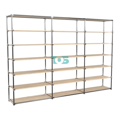 Пристенный торговый трех- секционный стеллаж ЛАЙТ с широкими полками ДСП №11