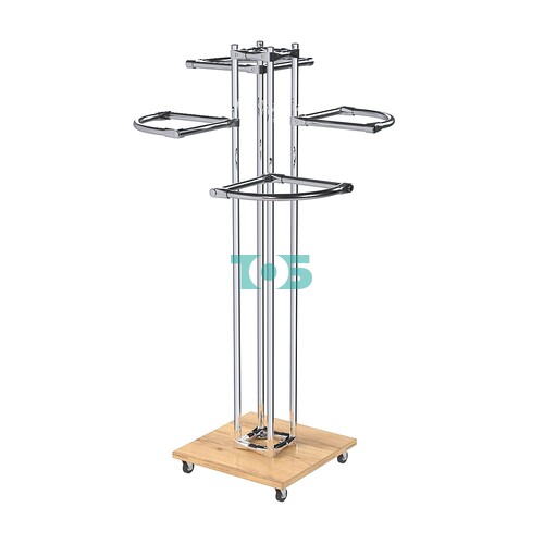 Торговое хромированное вешало с разноуровневыми поручнями СЕКТОР №1-1