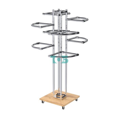 Торговое хромированное двухъярусное вешало с передвижными поручнями СЕКТОР №2-1