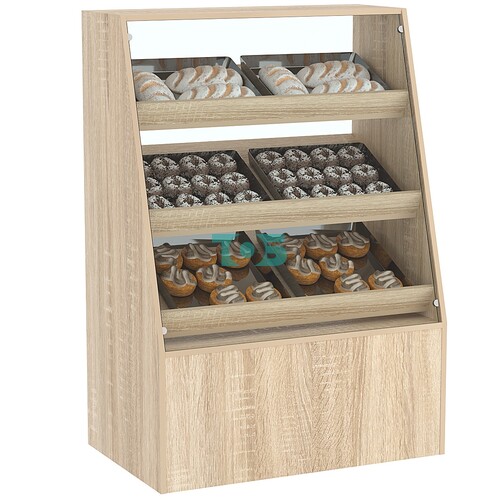 Торговый прилавок для выпечки с тремя наклонными полками под экраны серии BAKERY №2