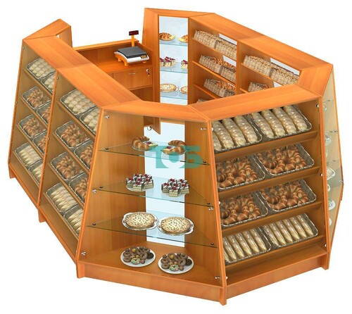 Низкий обзорный торговый остров для продажи выпечки и хлеба серии BAKERY №2-2 (8,34 кв.м)