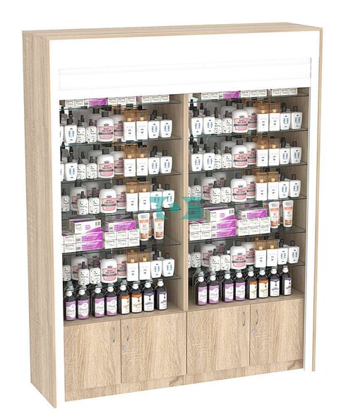 Торговая витрина двухсекционная с рольставнями ИСДВ-132