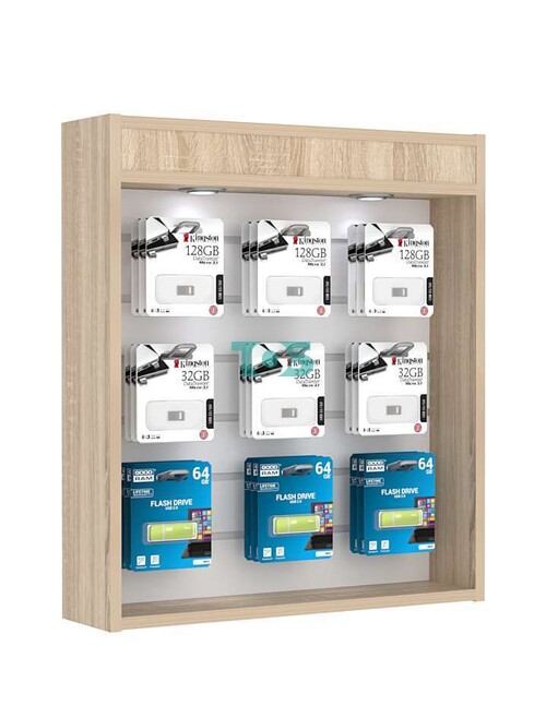 Витрина настенная №1-2В открытая с эконом панелью и подсветкой