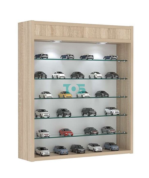 Витрина настенная №1-7Г открытая с пятью полками и верхним светом