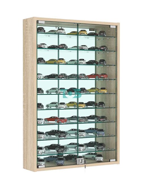 Витрина настенная №2-6А высокая зеркальная с узкими полками