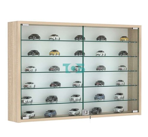 Витрина настенная №3-5А широкая с пятью стеклянными полками