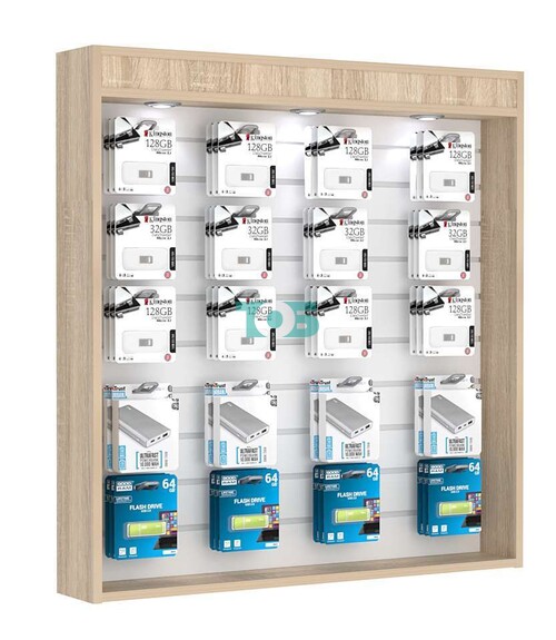 Витрина настенная №4-2В открытая с экономпанелью и верхней подсветкой