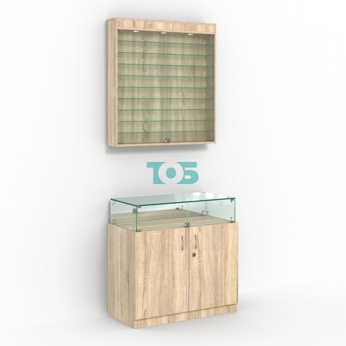 Комбинированный прилавок-витрина с дверками из прозрачного стекла КПВ-14-07