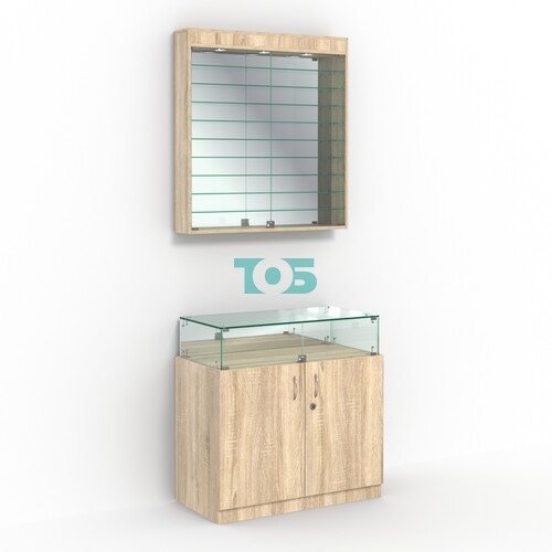 Комбинированный прилавок-витрина с зеркальными стенками КПВ-14-08