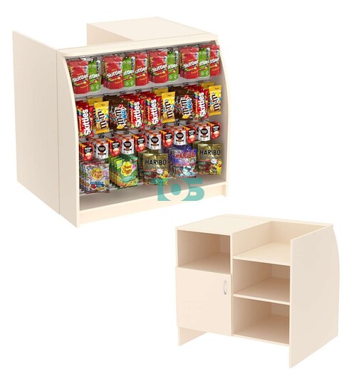 Торговый кассовый прилавок с фасадной экономпанелью для импульсных покупок Импульс №1-4-900