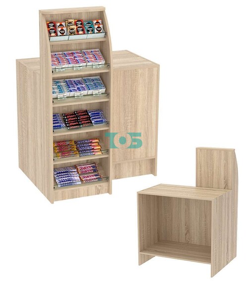 Торговый кассовый прилавок с высоким модулем для импульсных покупок Импульс №2-1-450