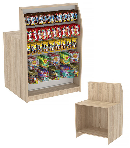 Высокий торговый кассовый прилавок под вывеску товаров импульсных покупок Импульс №2-2-900