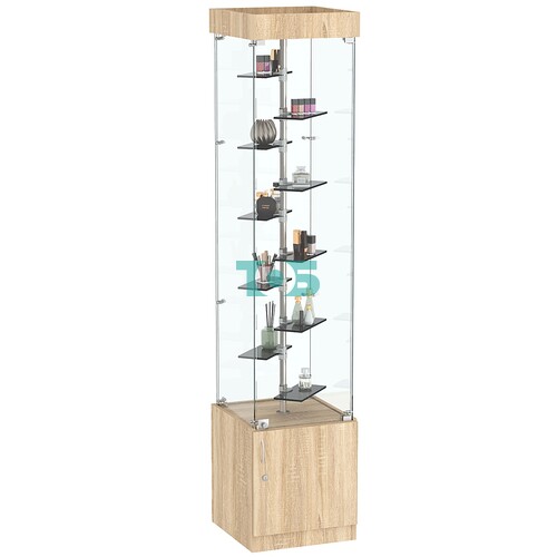 Стеклянная торговая витрина с пятью сдвоенными полками из тонированного стекла Dark №2-1