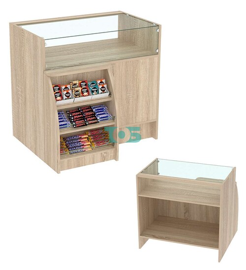 Торговый кассовый прилавок импульсных покупок малый с полками Импульс №3-1-450