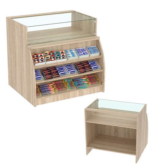 Торговый кассовый прилавок импульсных покупок со стеклянным верхом Импульс №3-1-900