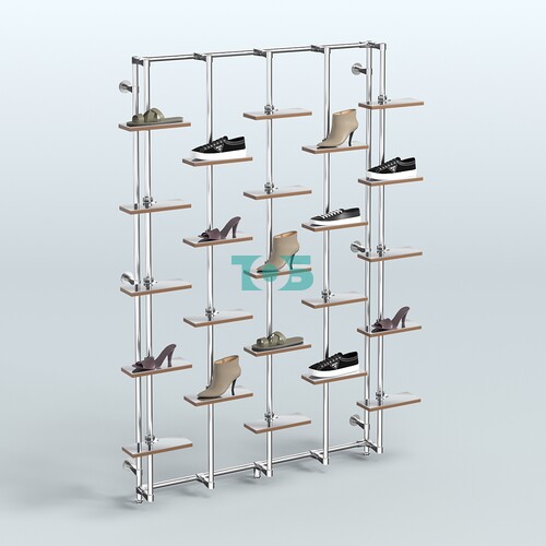 Настенная система с зеркальными полками для торговли обувью без задней стенки ФЕРЗЬ №1-4