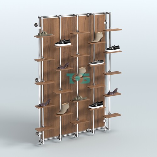 Настенная система с полками и задней стенкой из ДСП для торговли обувью ФЕРЗЬ №2-3