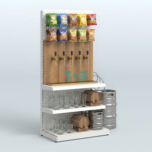 Металлический стеллаж под врезные краны для магазина разливного пива и рыбы BEER&FISH-МС-2150-1