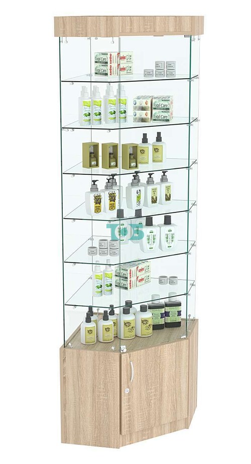 Витрина ИСТРА угловая №331  (задние стенки - стекло)