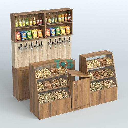 Комплект торговой мебели малый из ДСП для магазина разливного пива и рыбы BEER&FISH-КТМП-Д01