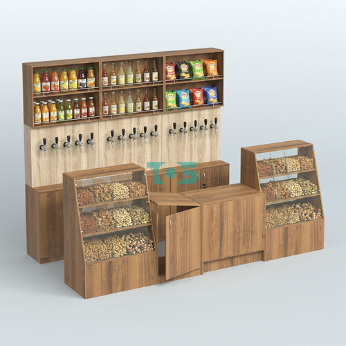 Комплект торговой мебели с высокими стеллажами из ДСП для магазина разливного пива и рыбы BEER&FISH-КТМП-Д02