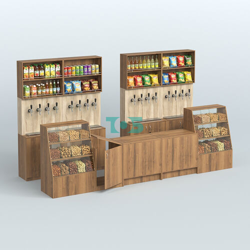 Комплект торговой мебели с прилавками из ДСП для оборудования магазина разливного пива и рыбы BEER&FISH-КТМП-Д03